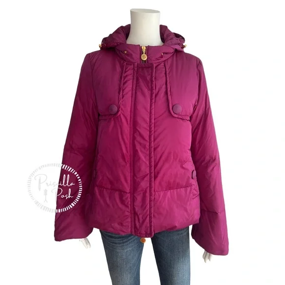 Moncler Magenta 'Amaryllis' Down Puffer Jacket Puffer Coat Fuchsia Pink Purple - Picture 3 of 14